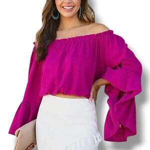 Olivaceous Long Sleeve Top Woman XL Boho Whimsy Romantic Fairy Bell Magenta Pink